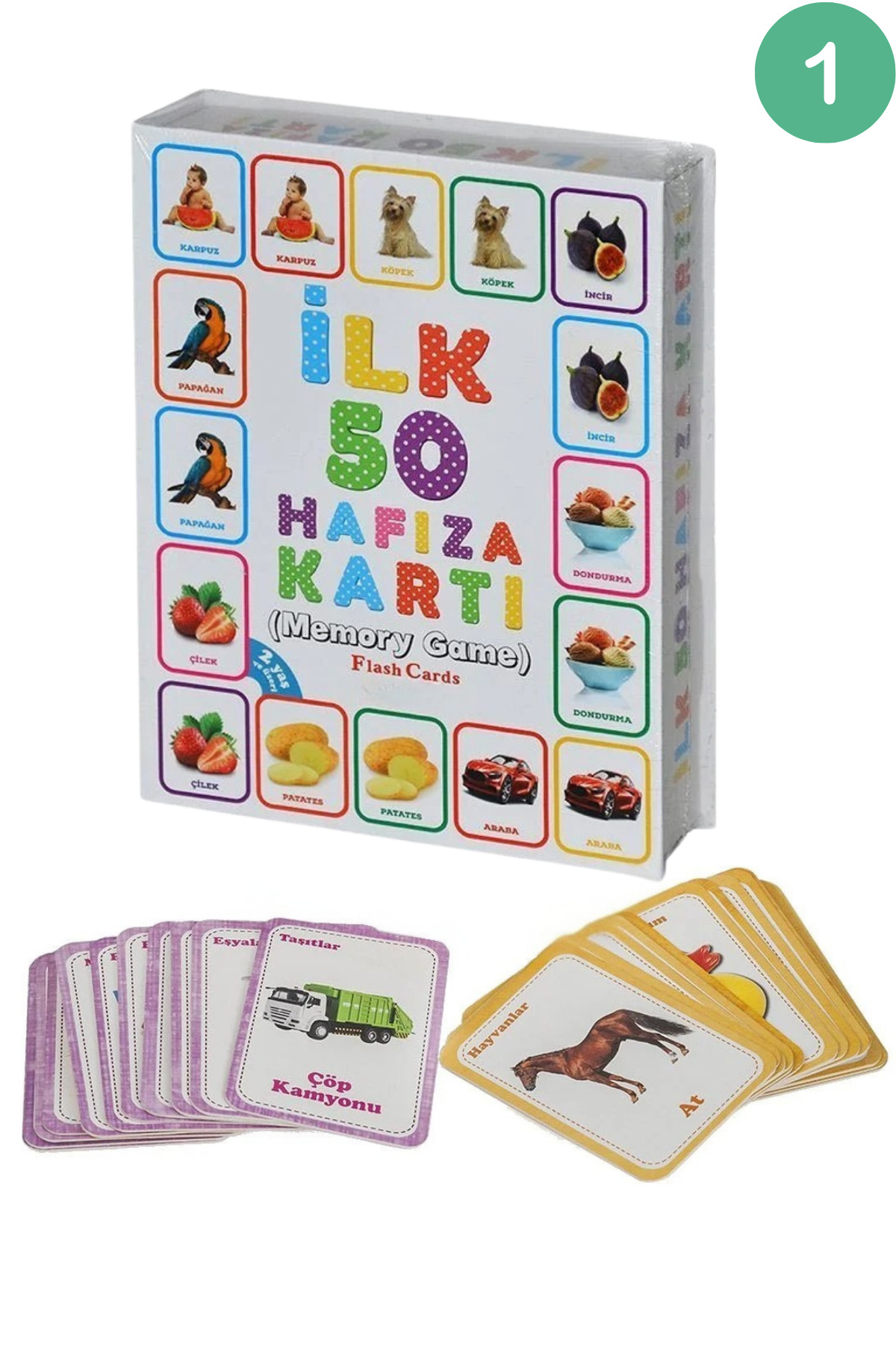 giffy Oyuncak Minik Bebeğimin İlk 50 Hafıza - Sözcük - Meyve Sebze - Hayvan - Eğitici Zeka Flash Kart Set fotoğrafı 3 (önizleme)