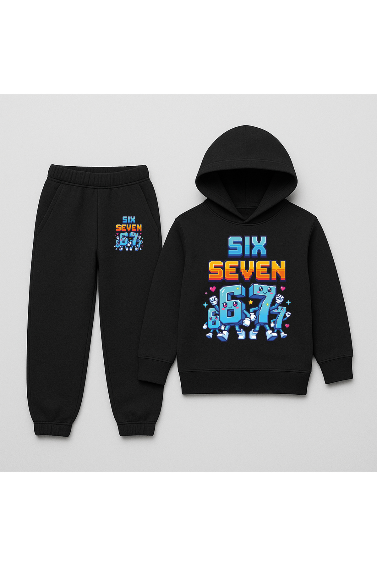 Six SEVEN PRINTED CHILDREN 'S TRACKSUIT, 67 DESIGN hoodie 2 piece set