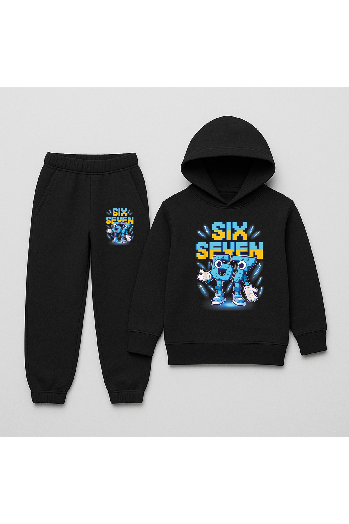 Six SEVEN PRINTED CHILDREN 'S TRACKSUIT, 67 DESIGN hoodie 2 piece set