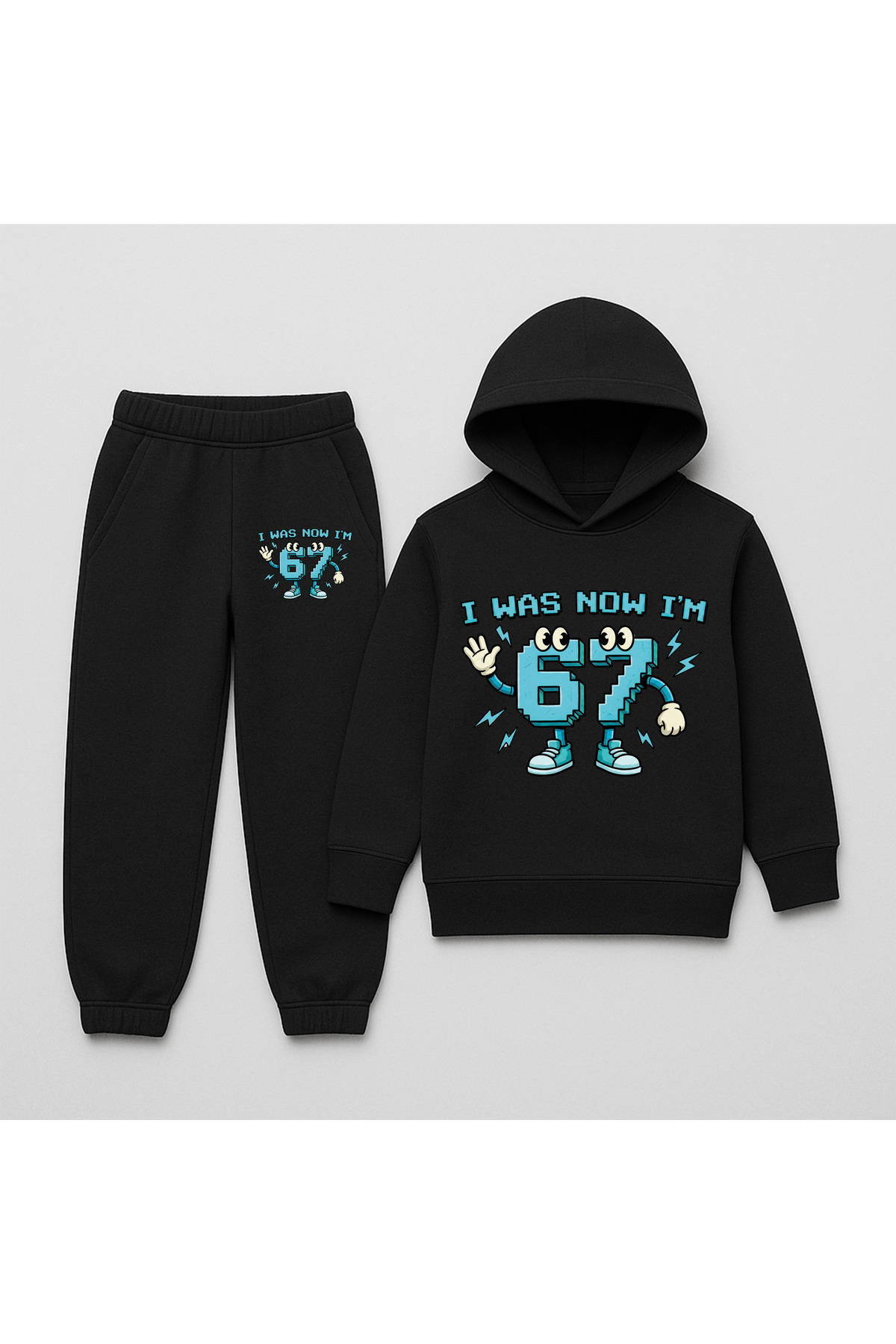 Six SEVEN PRINTED CHILDREN 'S TRACKSUIT, 67 DESIGN hoodie 2 piece set