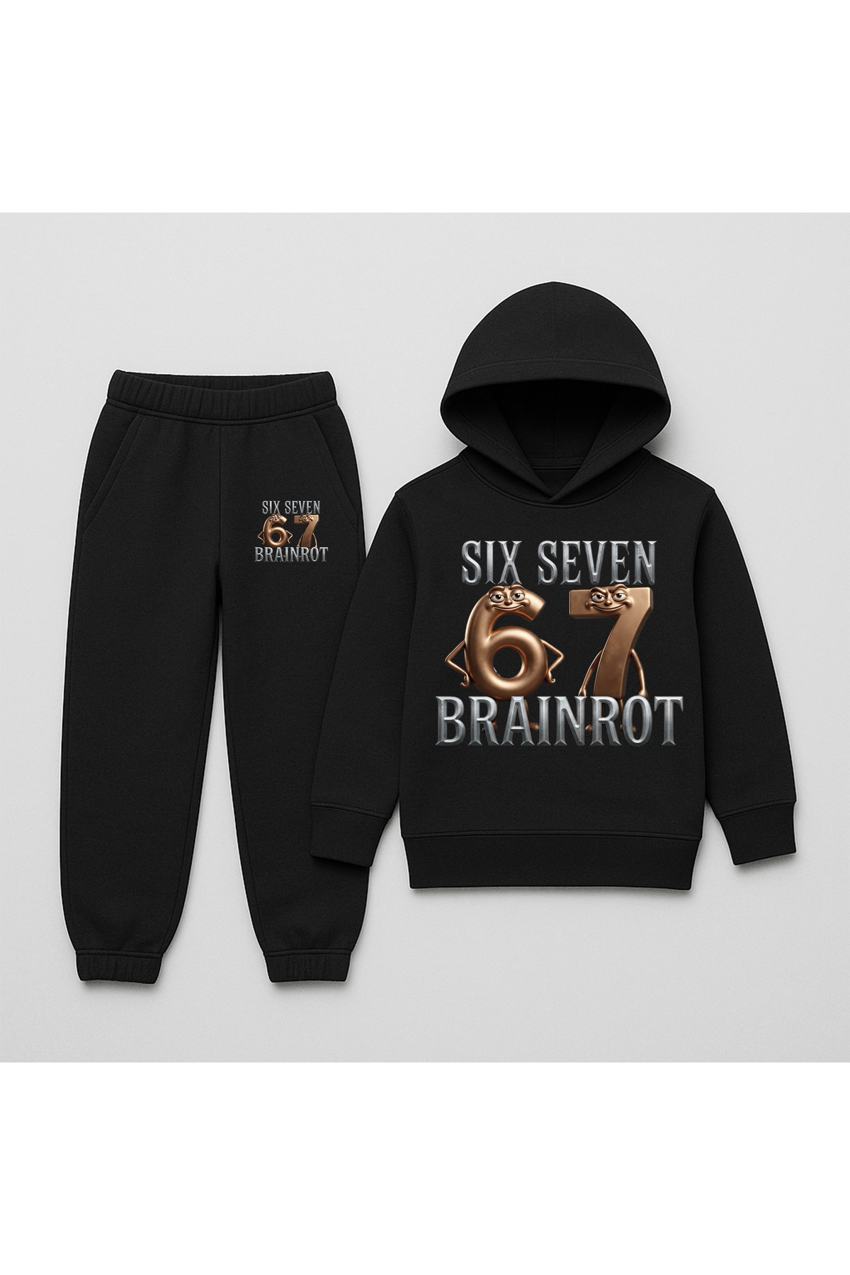 Six SEVEN PRINTED CHILDREN 'S TRACKSUIT, 67 DESIGN hoodie 2 piece set