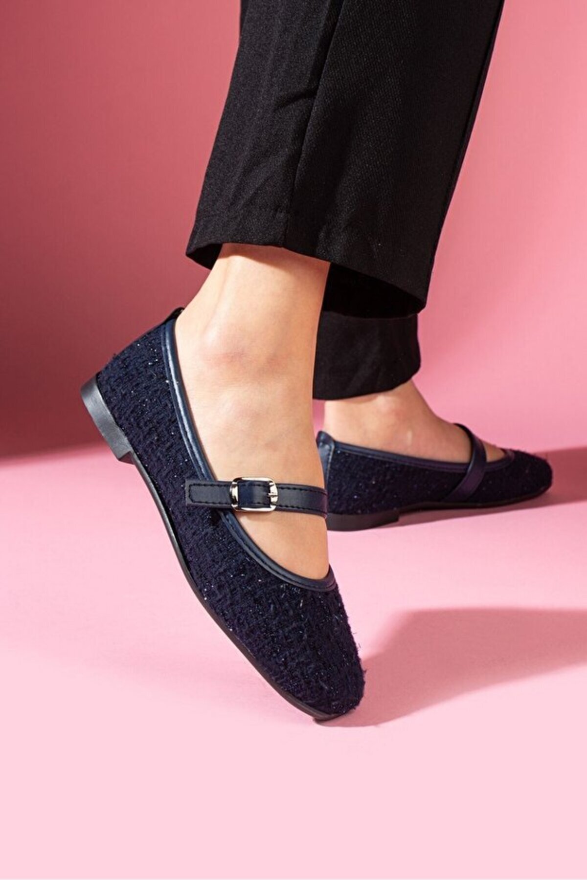 STOCON  Tüvit Kumaş Babet Şık Tokalı Ortopedik Taban Günlük Ayakkabı Ofis Ayakkabısı STC1198 - Görsel 5