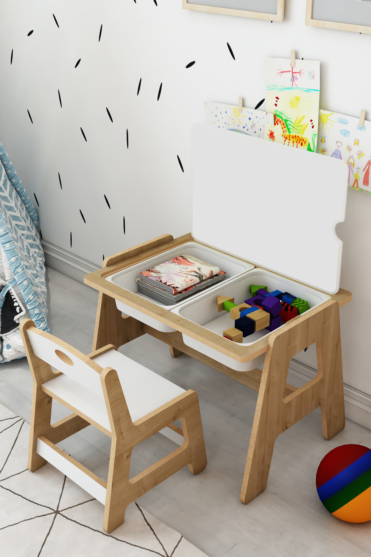 Jest Dekor Konsept Lesson Montessori Ahşap Aktivite Masa Sandalye Takımı fotoğrafı 3 (önizleme)