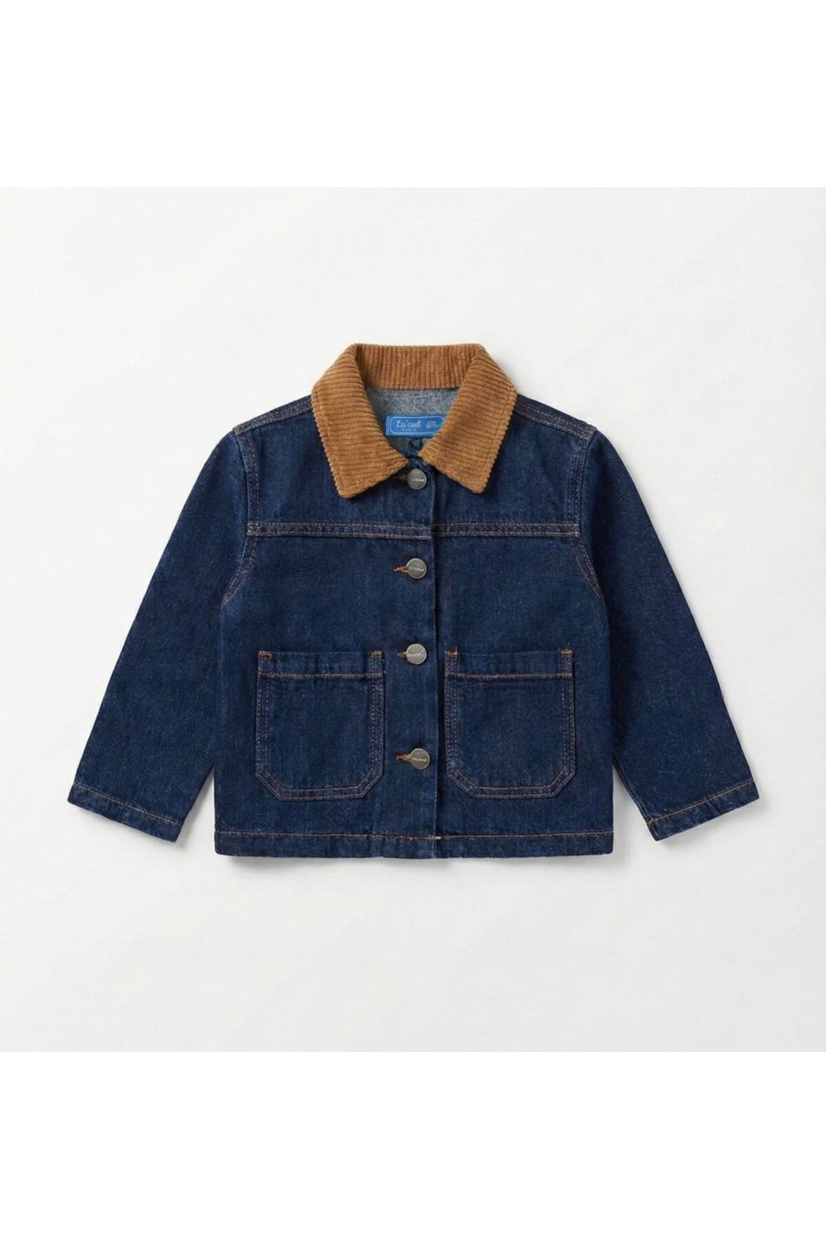 babymoon kids  Erkek Çocuk Kız Çocuk Kadife Yaka Kot Ceket Denim Jean