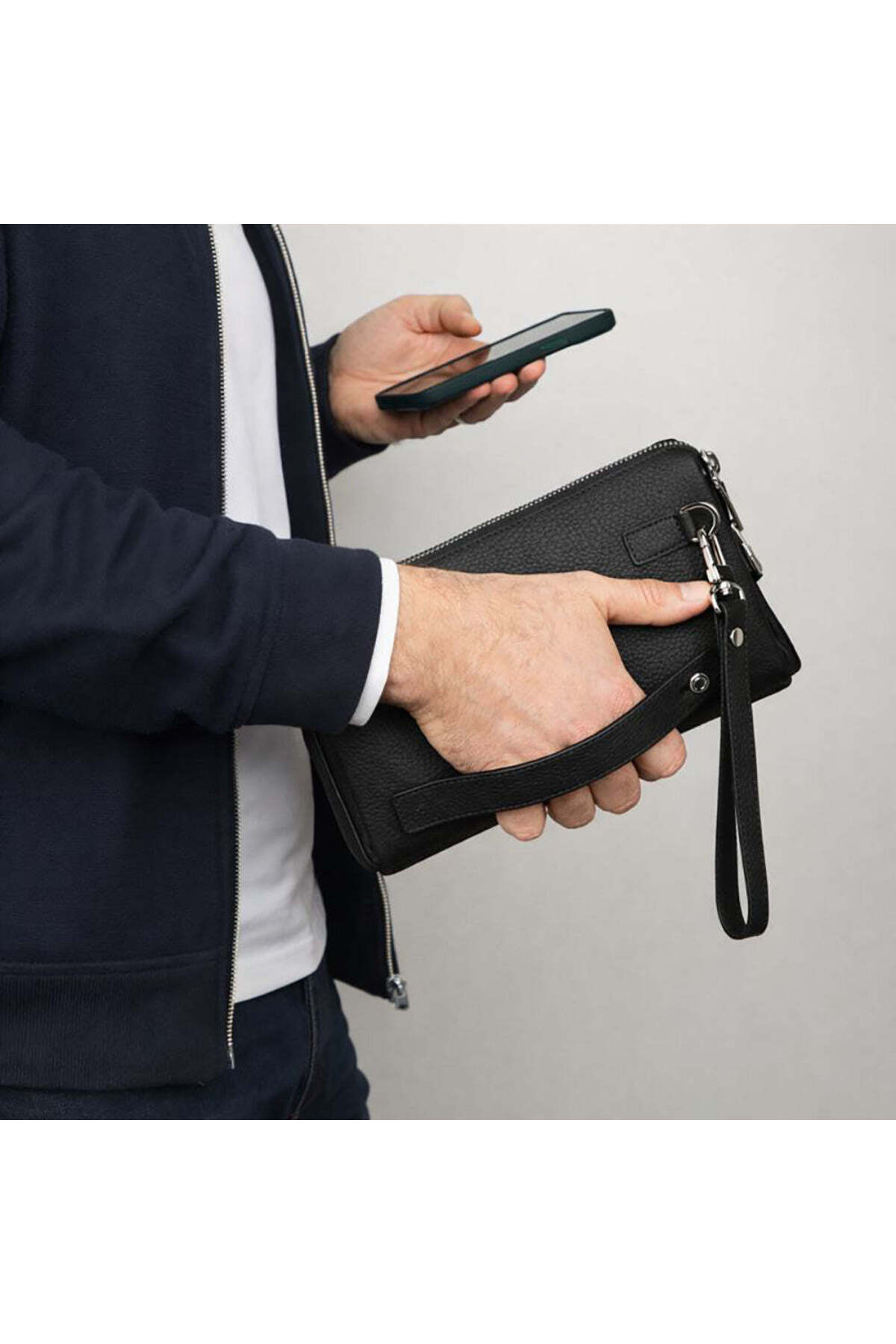 unbranded Forte Wrist Ash Smoke Unisex Kilitli Clutch Çanta görsel 7
