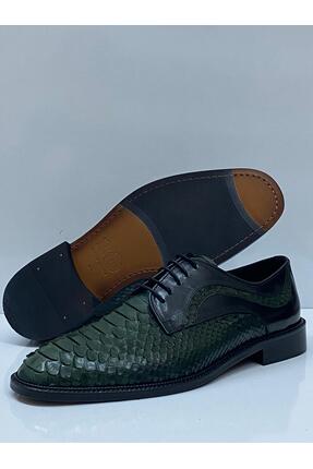 CEOS SHOES Yeşil Piton Deri Erkek Ayakkabı Enjeksiyon Kösele Taban Hakiki Deri