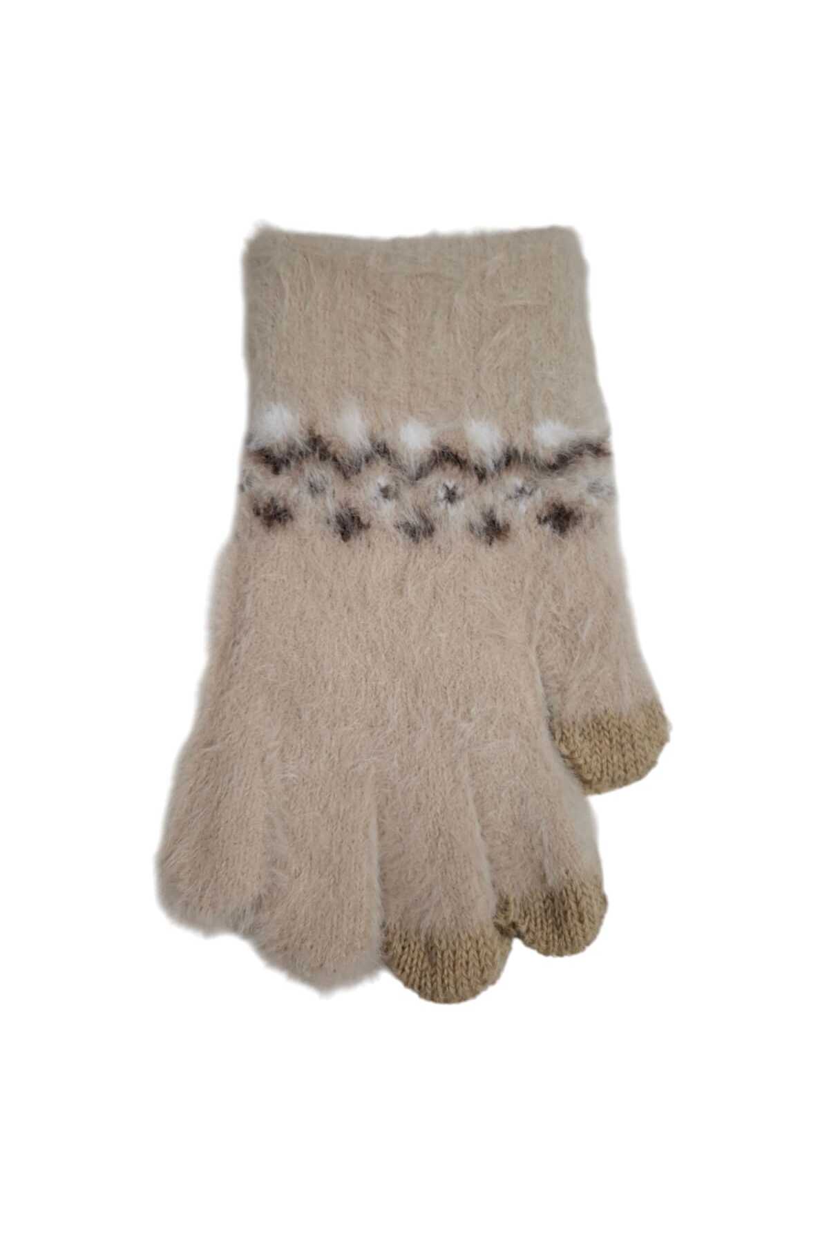 Kitti Spteks 4-8 Yaş Kız Çocuk Bej Renk Düz Desen Kışlık Örme Eldiven fotoğrafı 2 (önizleme)
