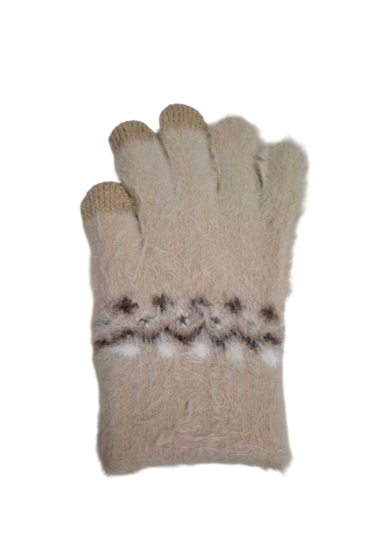 Kitti Spteks 4-8 Yaş Kız Çocuk Bej Renk Düz Desen Kışlık Örme Eldiven fotoğrafı 5 (önizleme)