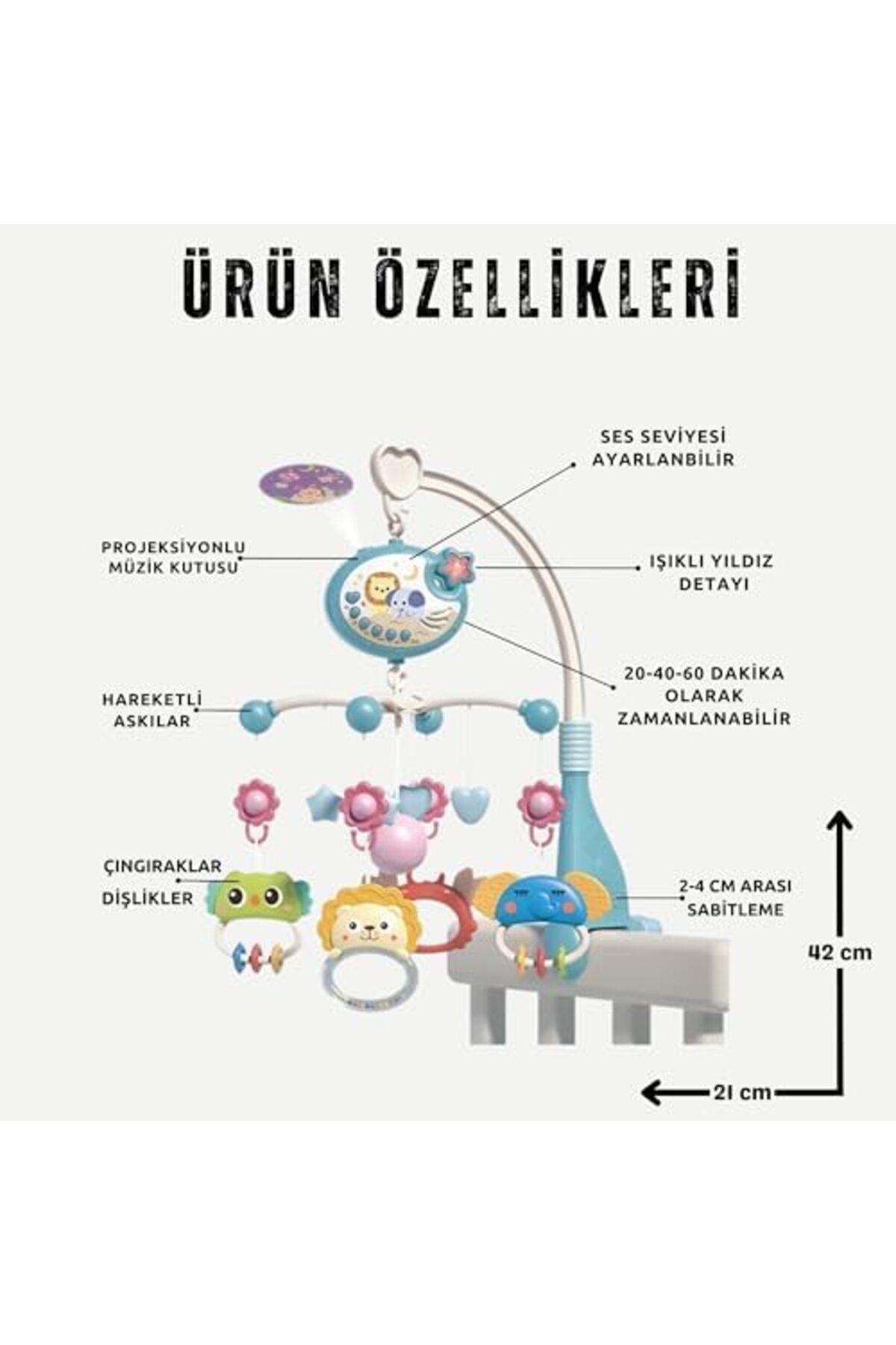 Yıldızan Storesellm Oyuncak Pilli Işıklı Müzikli Projektörlü Kumandalı Sabitlemeli Dönence Çıngıraklı Dişlikl fotoğrafı 3 (önizleme)