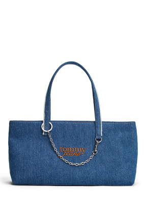 Tommy Hilfiger %100 Pamuk Mavi Kadın Tote Çanta AW0AW185761A7