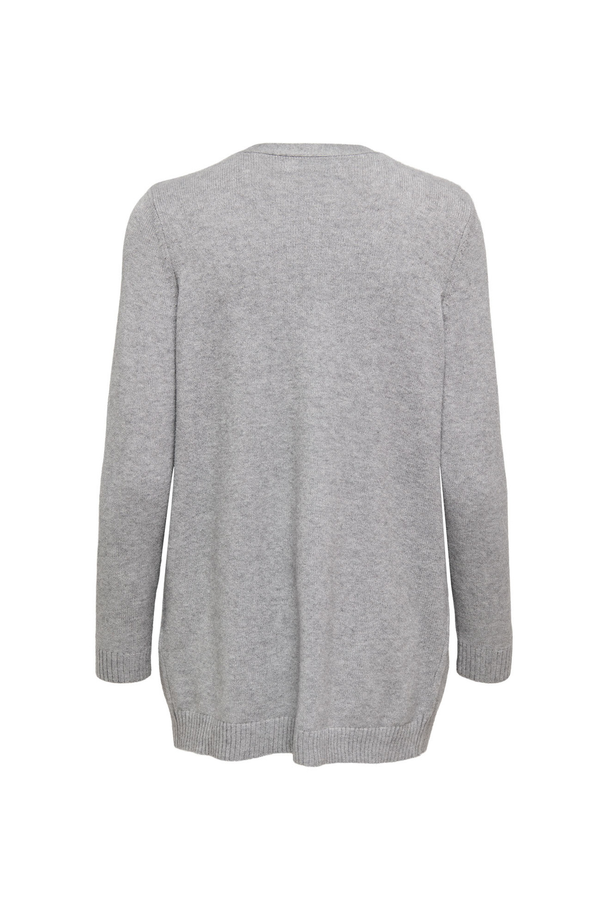 ONLY  Gri Kadın V Yaka Normal Fit Hırka ONLLESLY L/S OPEN CARDIGAN KNT NOOS - Görsel 4