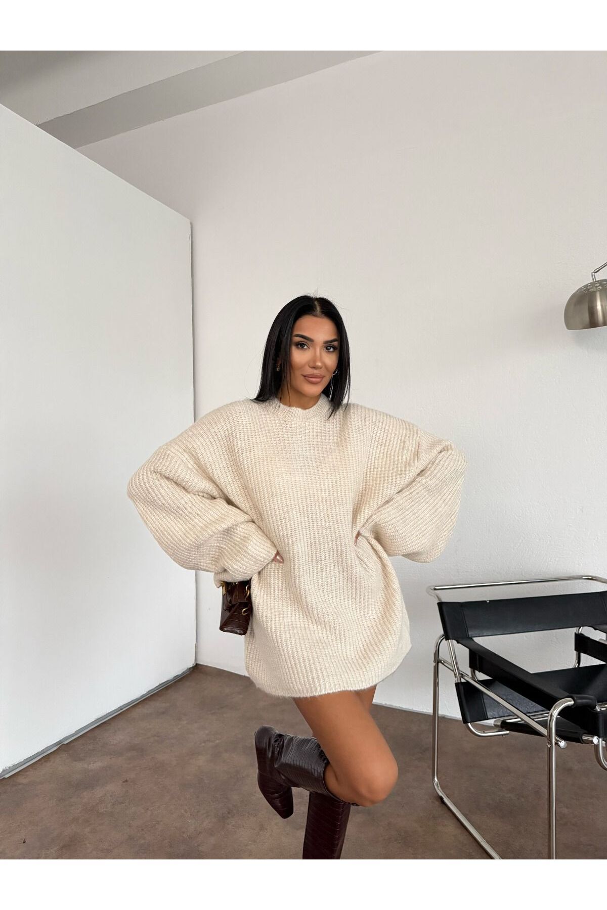 IŞILDA FASHION  Bisiklet yaka salaş kazak - Görsel 2