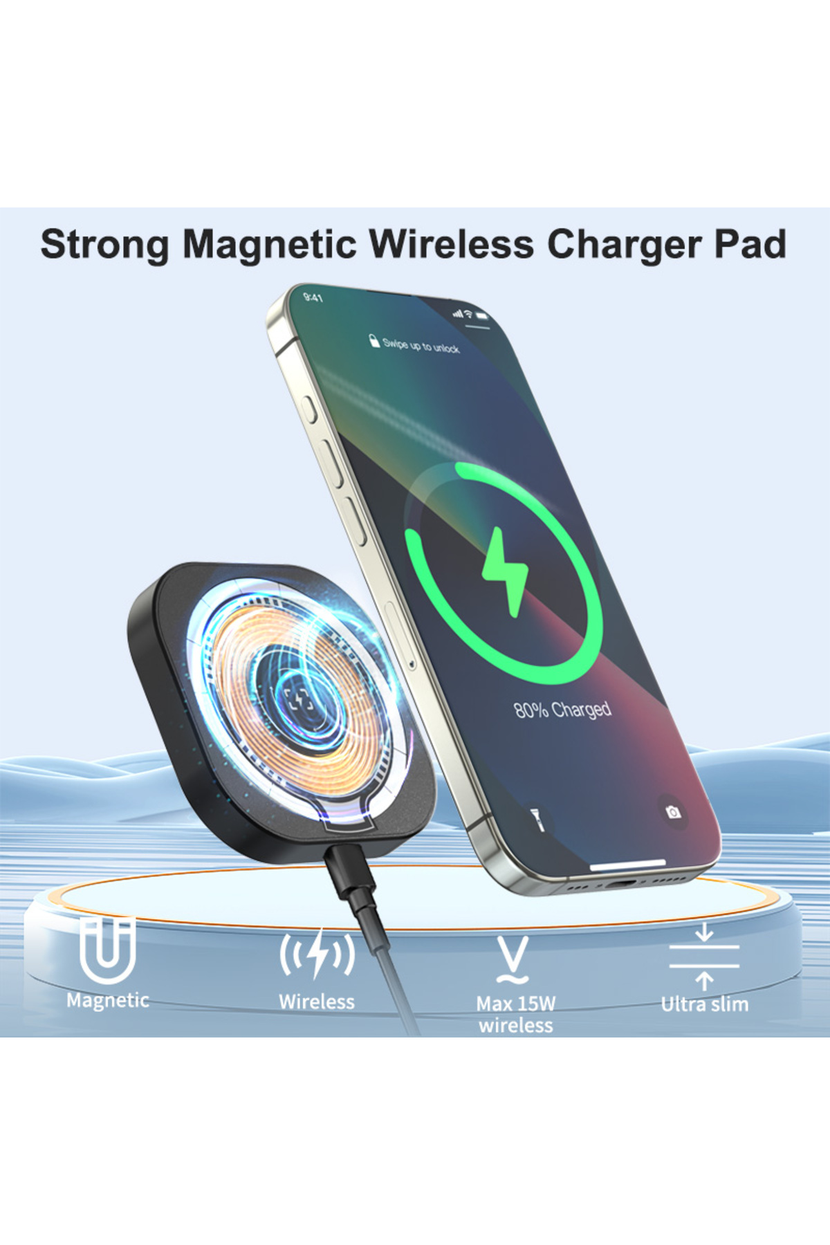 شاحن لاسلكي مغناطيسي محمول جديد TKT 2026 بقوة 15 و...