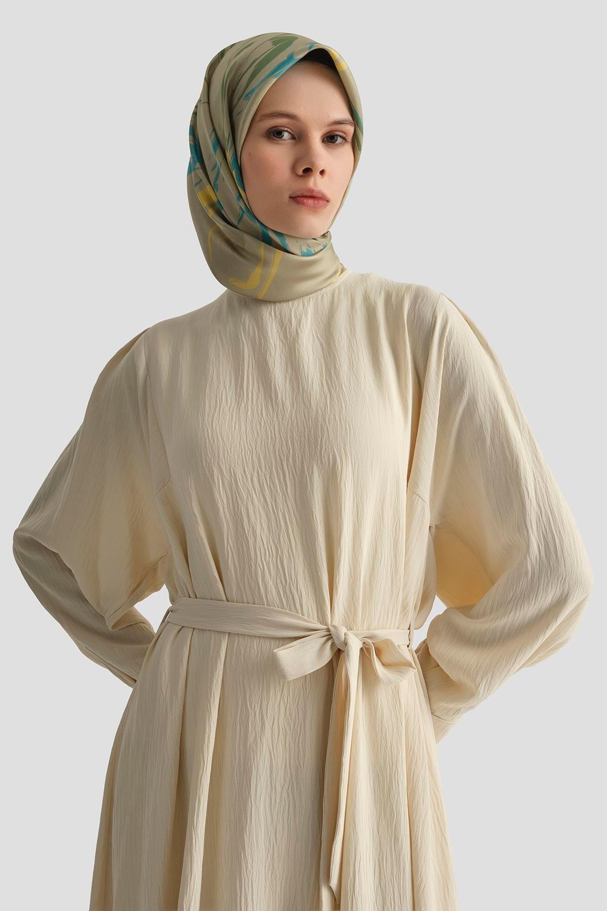 Armine Balon Kollu Elbise 25KD4013 Kum