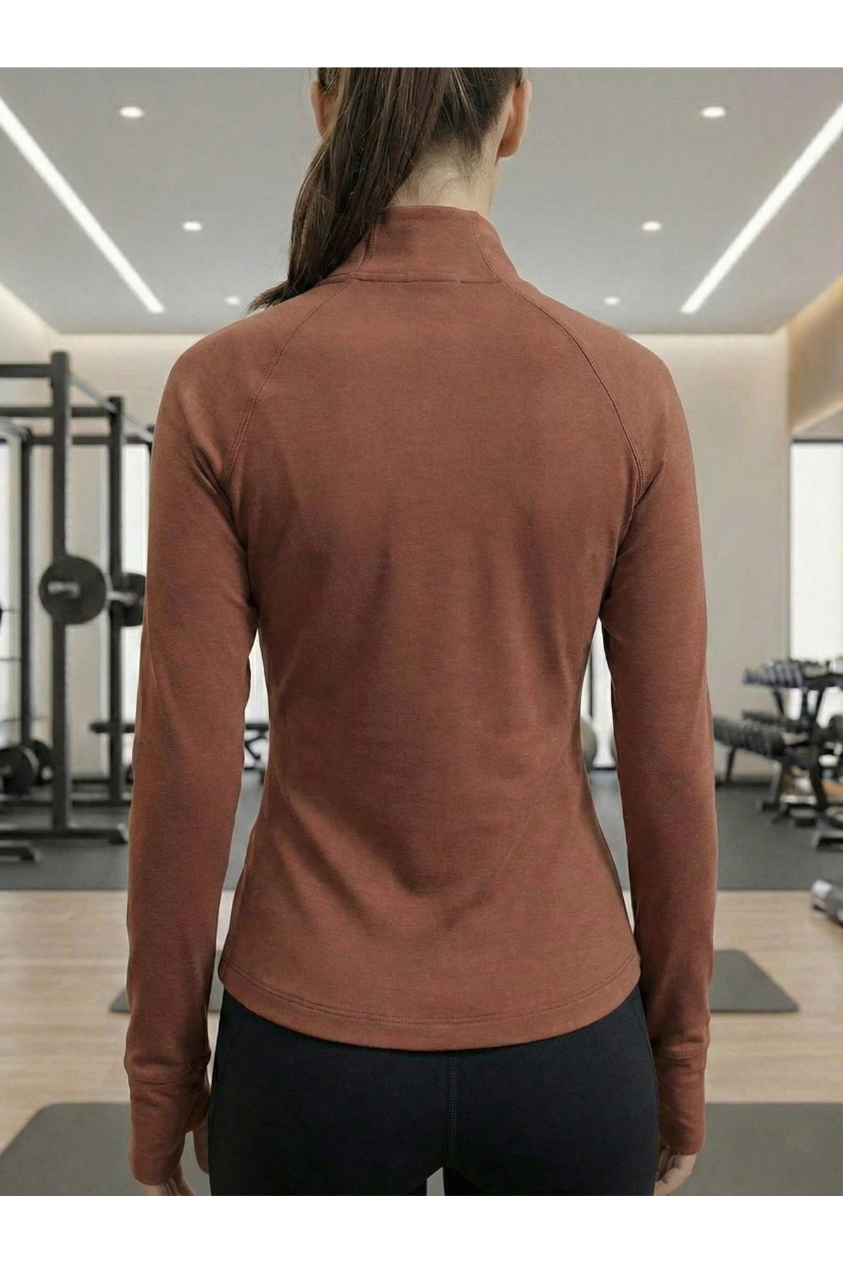 NEW JOURNAL Kadın Kahverengi Eldiven Detaylı Spor Ceket NJ56 görsel 3