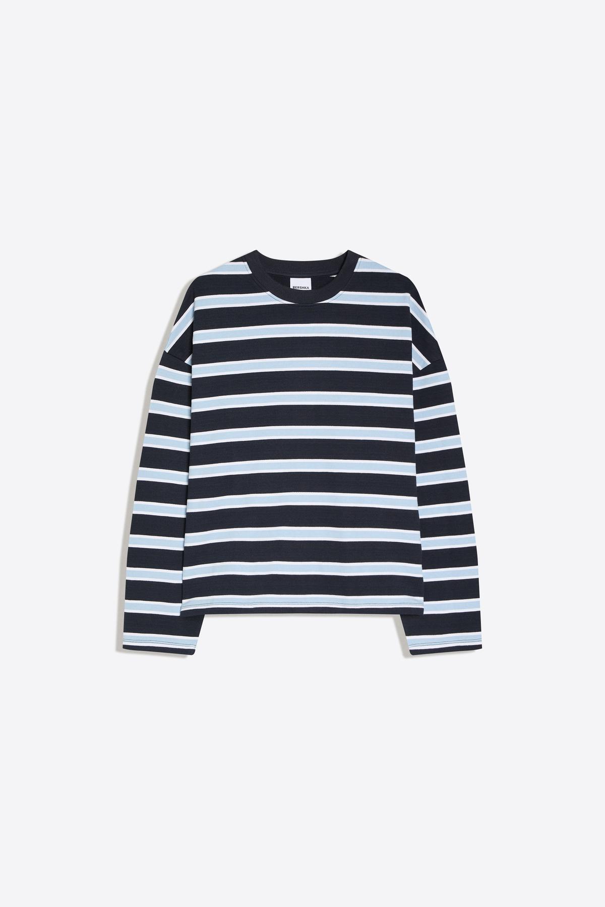 Bershka  Çizgili bisiklet yaka kazak - Görsel 5