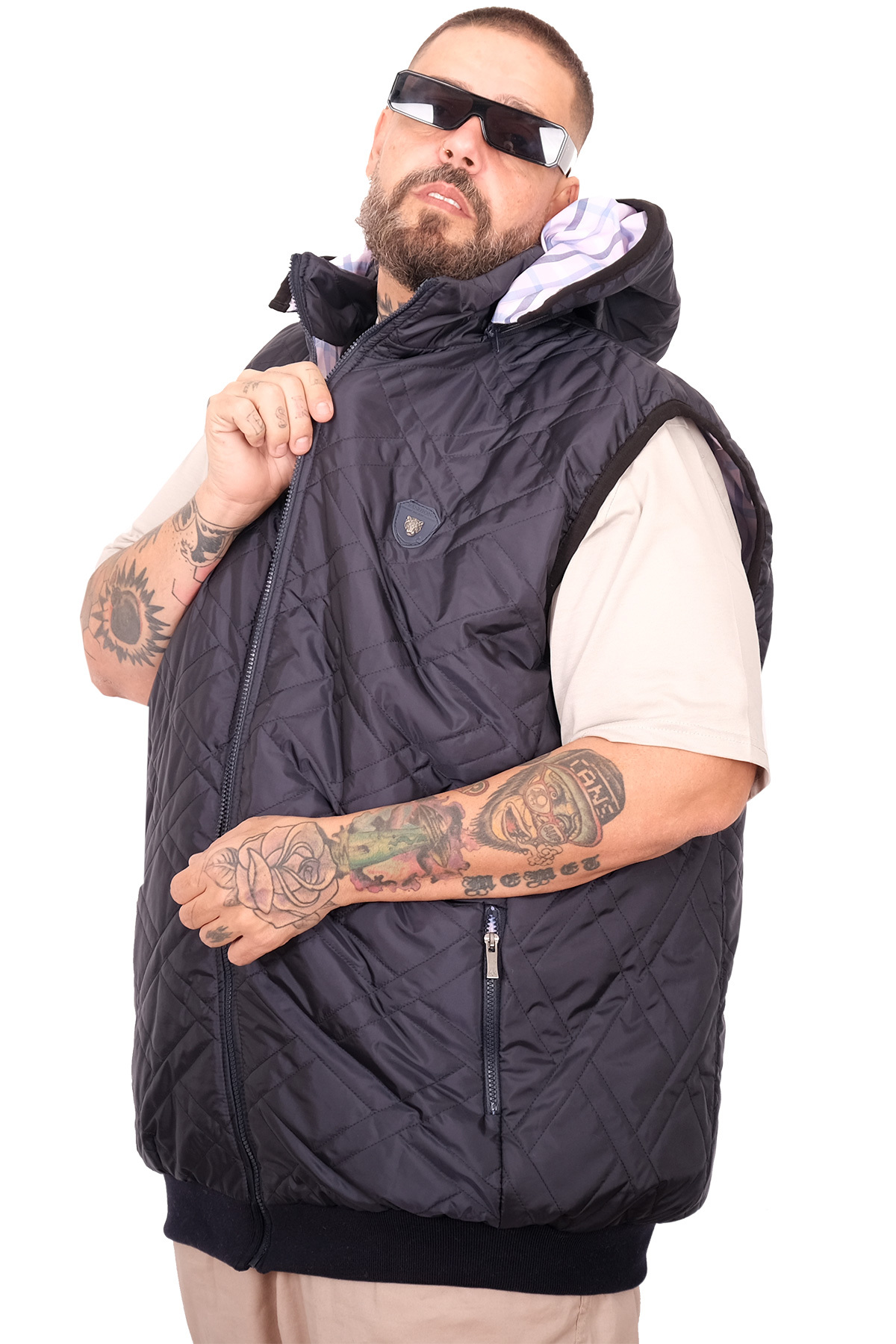 ModeXL Mode XL Büyük Beden Erkek Kapitone Yelek U25722 lacivert görsel 2