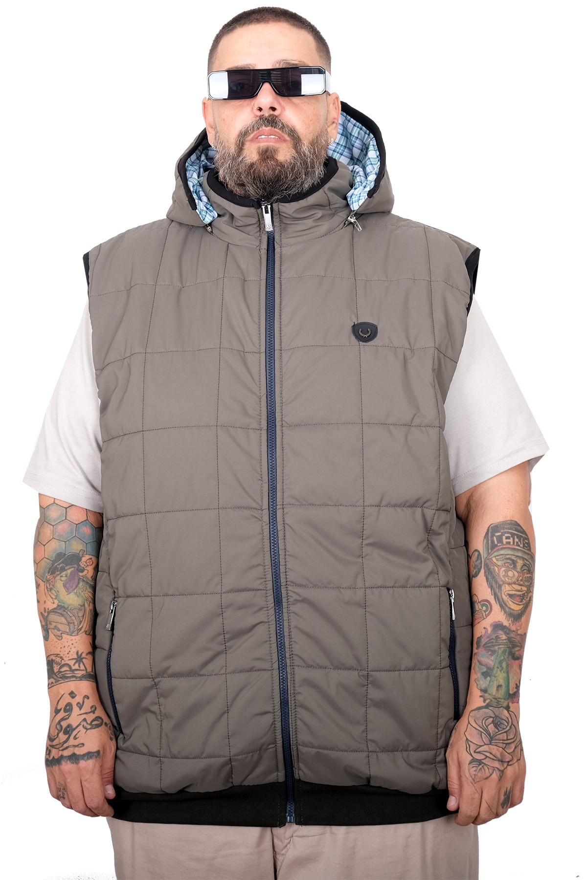 ModeXL Mode XL Büyük Beden Erkek Kapitone Yelek U25718 haki