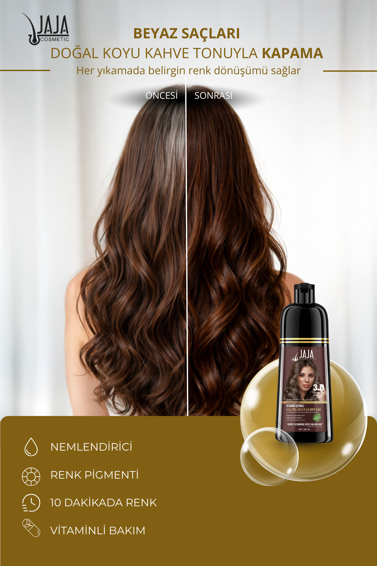 Koyu Kahve (Dark Brown) Saç Pigment Şampuanı 3.0 | 300 ML & Vitamin İçerikli — 8682943111160-1 — تصویر 2 از 7