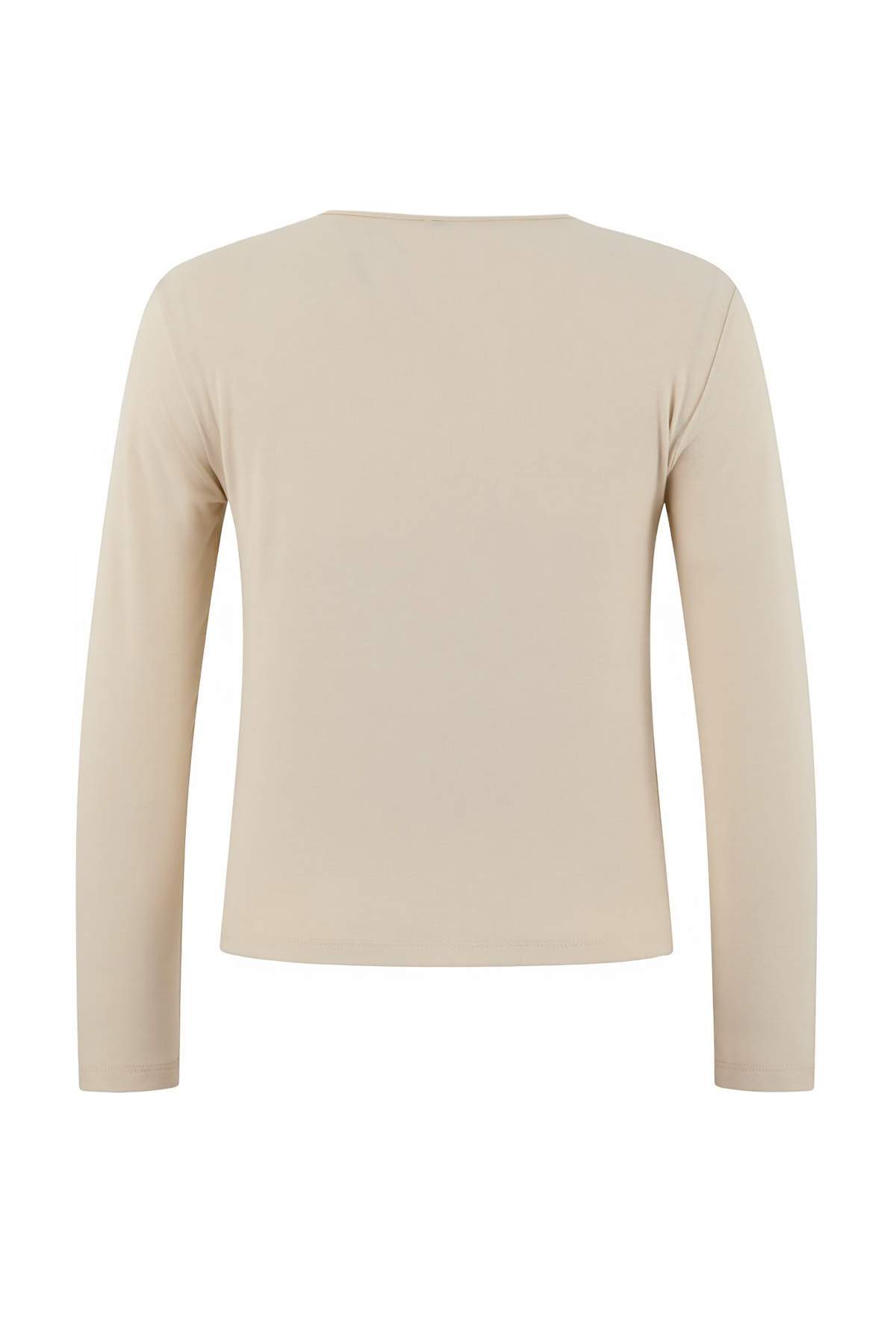 Trendyolmilla  Teen Taş %100 Pamuk Fitted/Vücuda Oturan Full Patlı Uzun Kollu Esnek Örme Bluz TWOSS26BZ00232 - Görsel 6