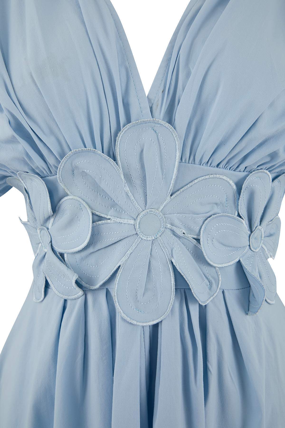 Trendyolmilla  Açık Mavi 3 Boyutlu Çiçek Detaylı Poplin Şık Abiye Gece Mezuniyet Elbisesi TPRSS24EL00282 - Görsel 7