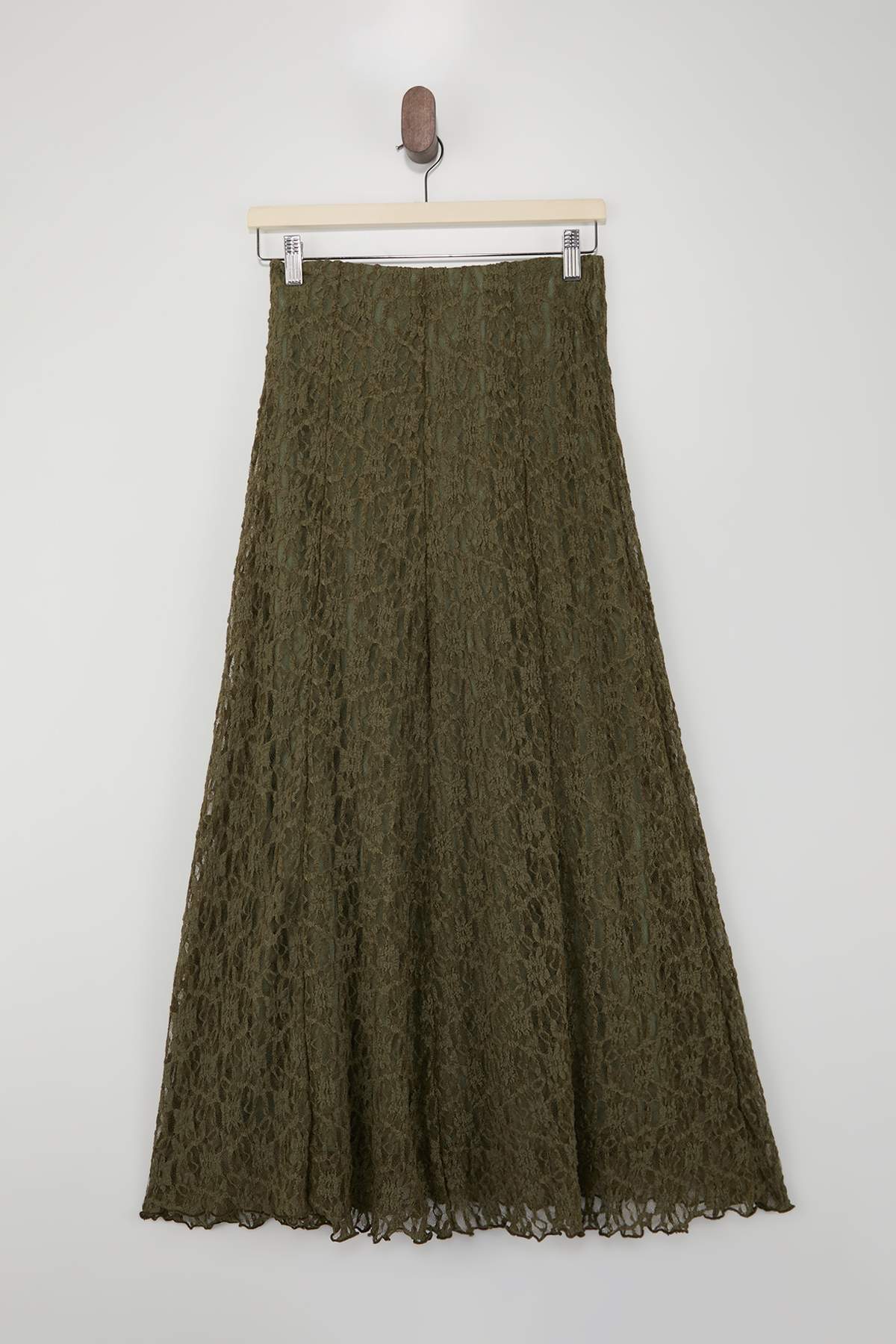 Trendyolmilla  Haki Astarlı Düz Örme Tesettür Etek TCTAW26EE00017 - Görsel 6