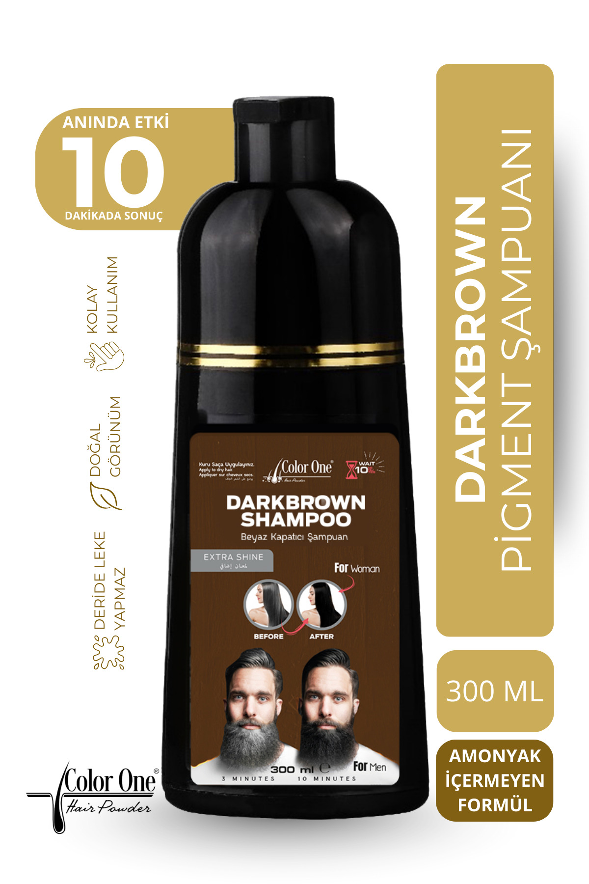 Color One Hair Powder Koyu Kahverengi (Dark Brown) Saç Şampuanı | 300 ML & Ton Etkisi — 8684556385013-12