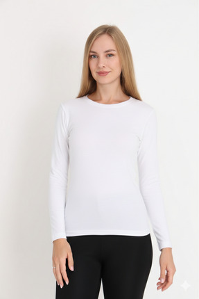 MissKATRE Kadın Uzun Kol Beyaz Badi