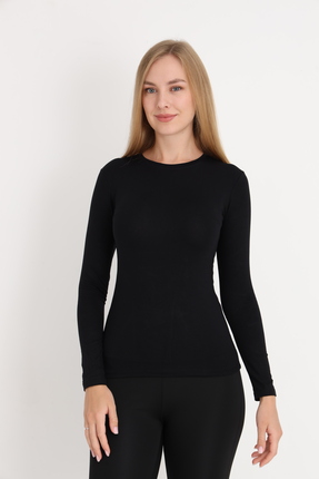 MissKATRE Kadın Uzun Kol Siyah Body