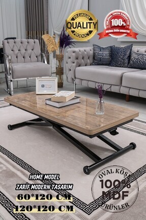 SEHPAM AKILLI Akıllı Sehpa Home Üst Tabla Mdf Antiklayt Oval Köşe Alt Mekaniz...