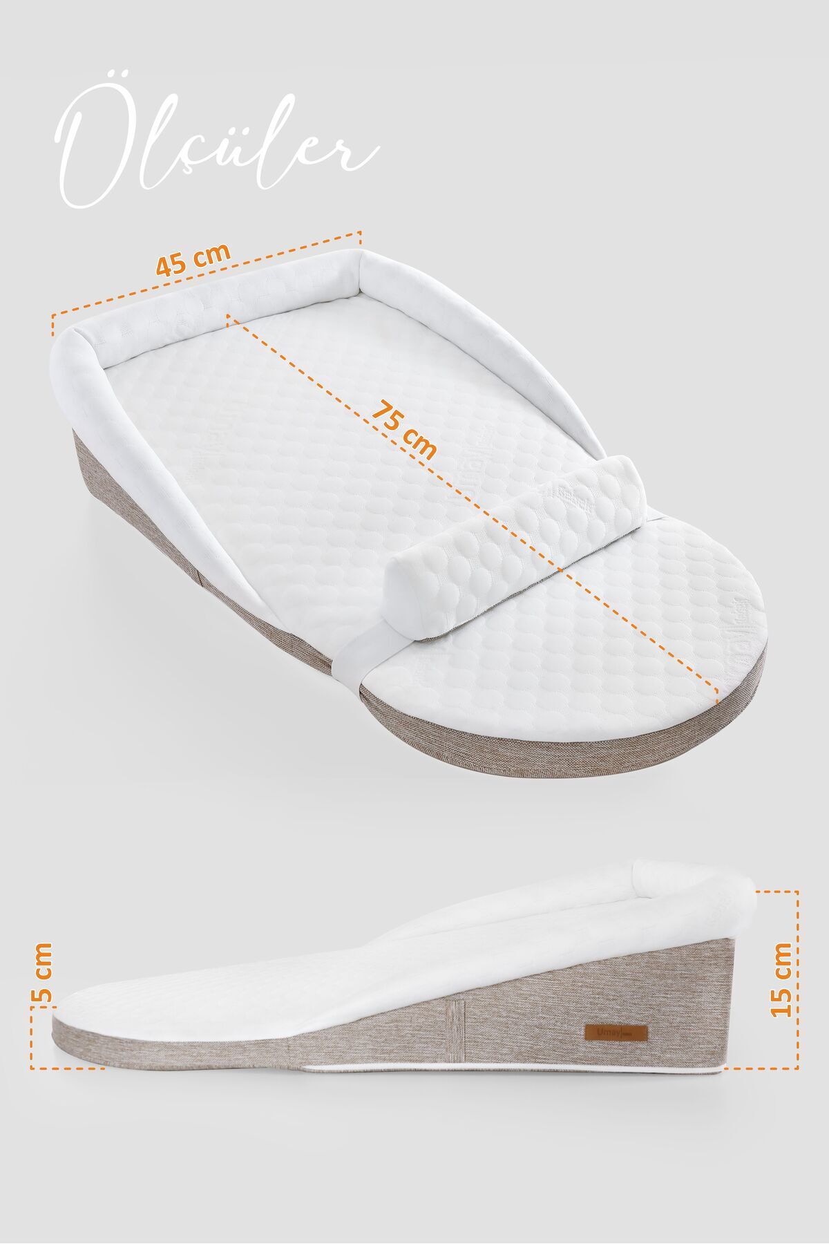 Umaybebek Umay Bebek Reflü Yatağı, Bebek Yatak - Dokuma Kahve fotoğrafı 5 (önizleme)