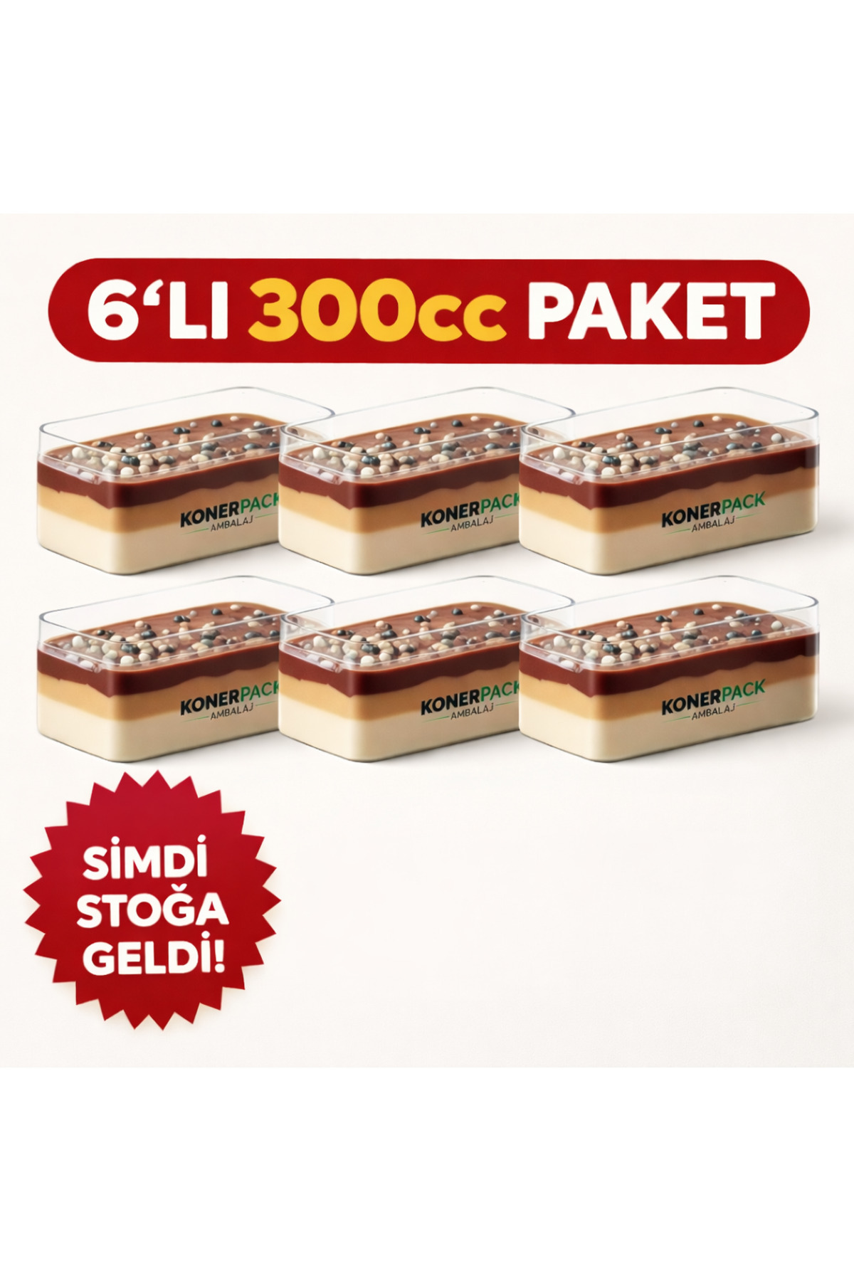 6'lı Tiramisu Cup 300 cc Mika Kase Plastik Şeffaf Kapaklı Sunum Kabı Tatlı & Meze Ve Salata Kap — Koksal Pack — Kase (2)