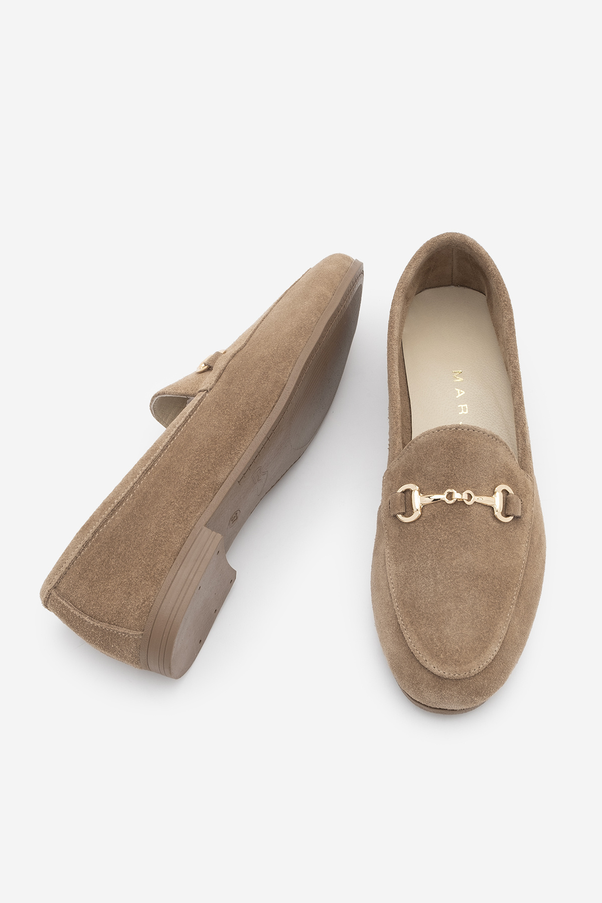 Marjin  Kadın Hakiki Deri Zincirli Loafer Günlük Ayakkabı Tanle Taba Süet - Görsel 9