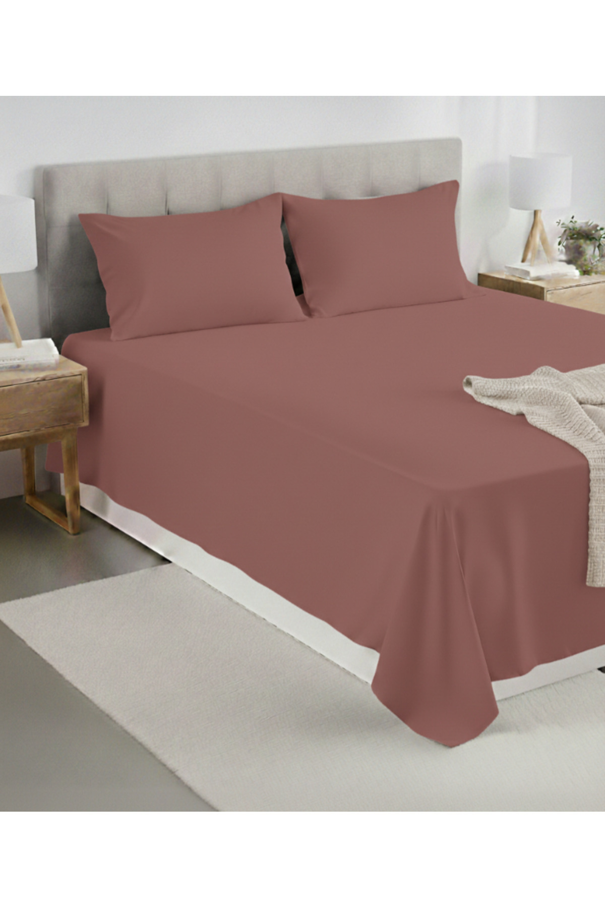 100% ORGANIC COTTON FABRIC FLAT (WITHOUT RUBBER)BED SHEET+PILLOWCASE* * * (CHOOSE SIZE BEFORE ORDER)
