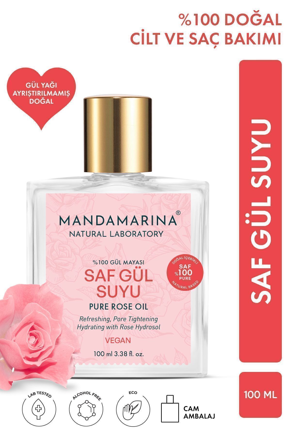 Gül Suyu Tonik %100 Doğal Saf Cam Şişe — TYCI7P04KN172255104431310