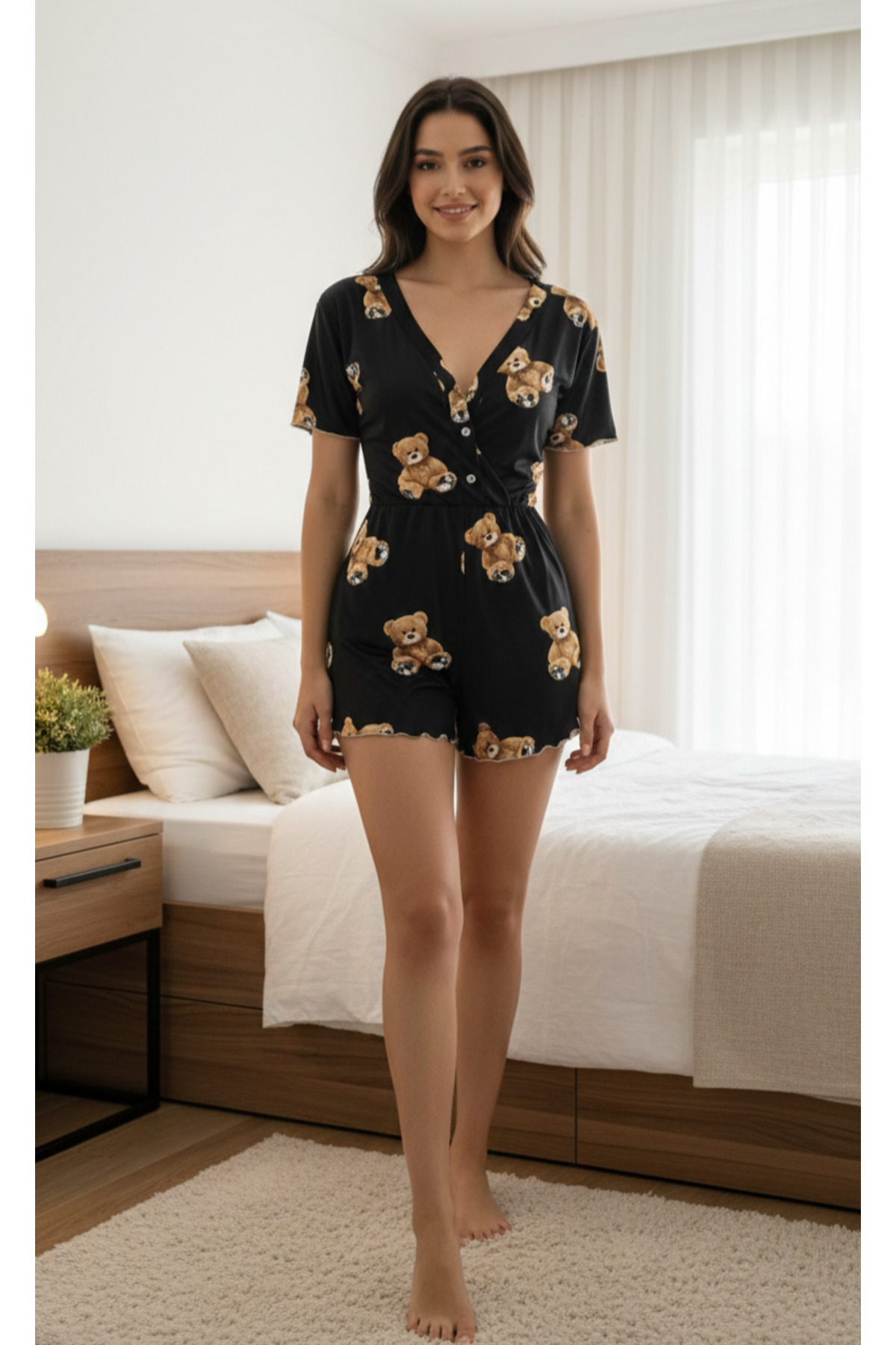 Elizan iç giyim Kadın Tulum Gecelik Likralı