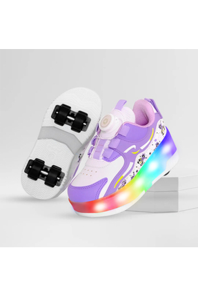 ROCKY SPORT Çocuk Patenli Işıklı Tekerlekli Spor Ayakkabı & Rahat Mor Kaykay ...