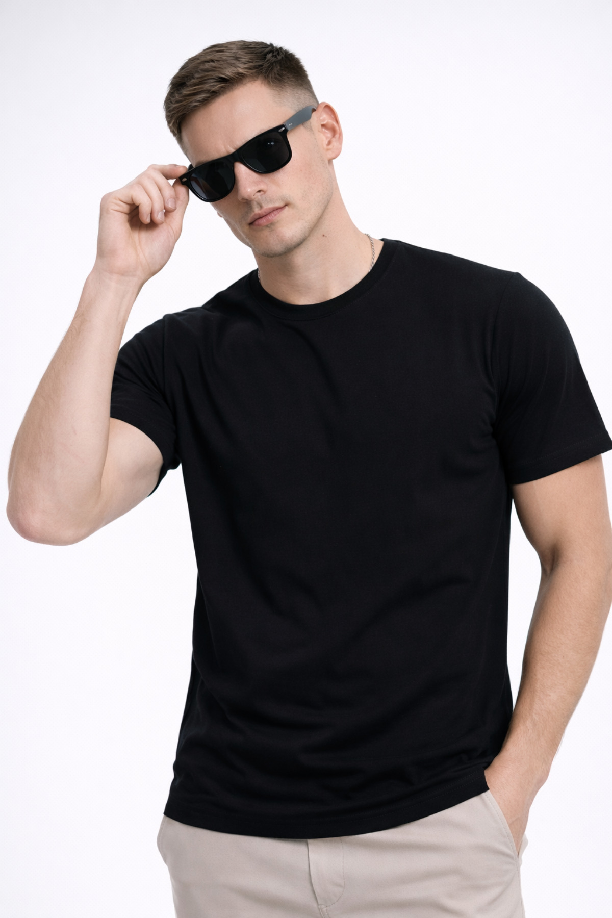 freemen  Erkek 5 Adet Siyah Tişört Paketi, 30/1 Süprem Pamuk, Yumuşak Doku, Bisiklet Yaka - Görsel 2