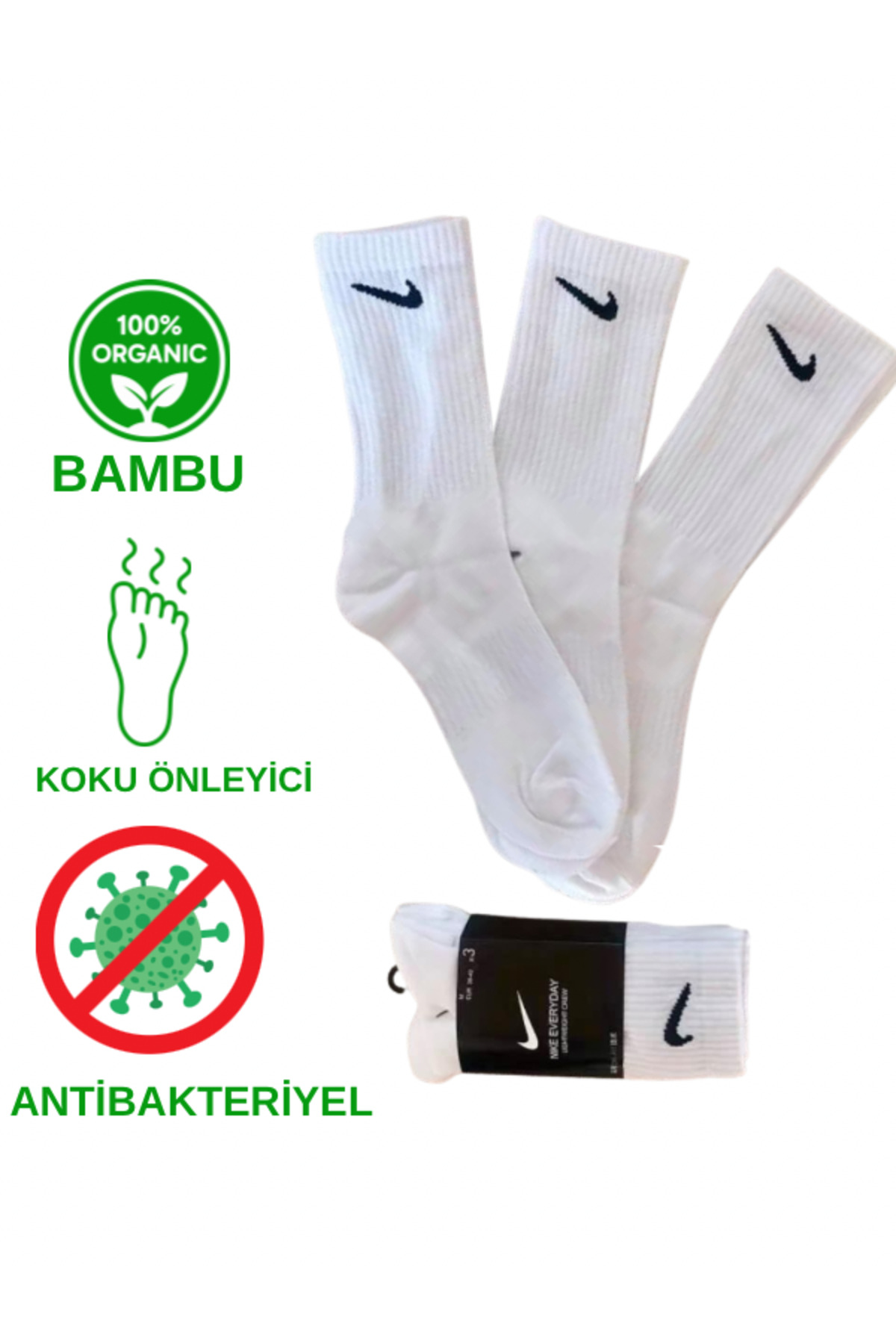 SANTO LEO  3’LÜ KOKU YAPMAYAN BAMBU ÇORAP- TENİS ÇORAP - KOLEJ ÇORAP - SPOR ÇORAP - SOKET ÇORAP