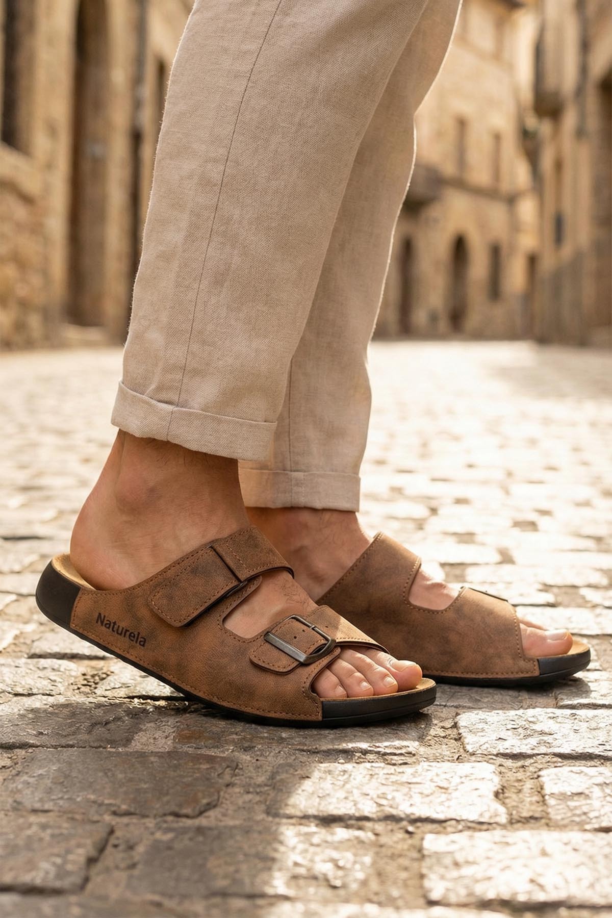 Naturela Comfort Men's Summer Casual Sole Faux Leather Single Velcro Single Buckle Adjustable G