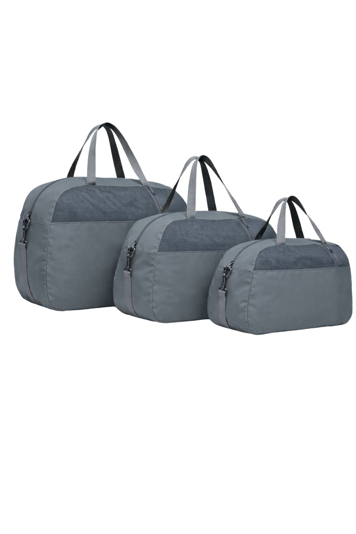 KAFF  Gri 3'lü Set D Valiz Önü Cepli Ayarlanabilir Omuz Askılı El Seyahat Spor Çantası - Görsel 3