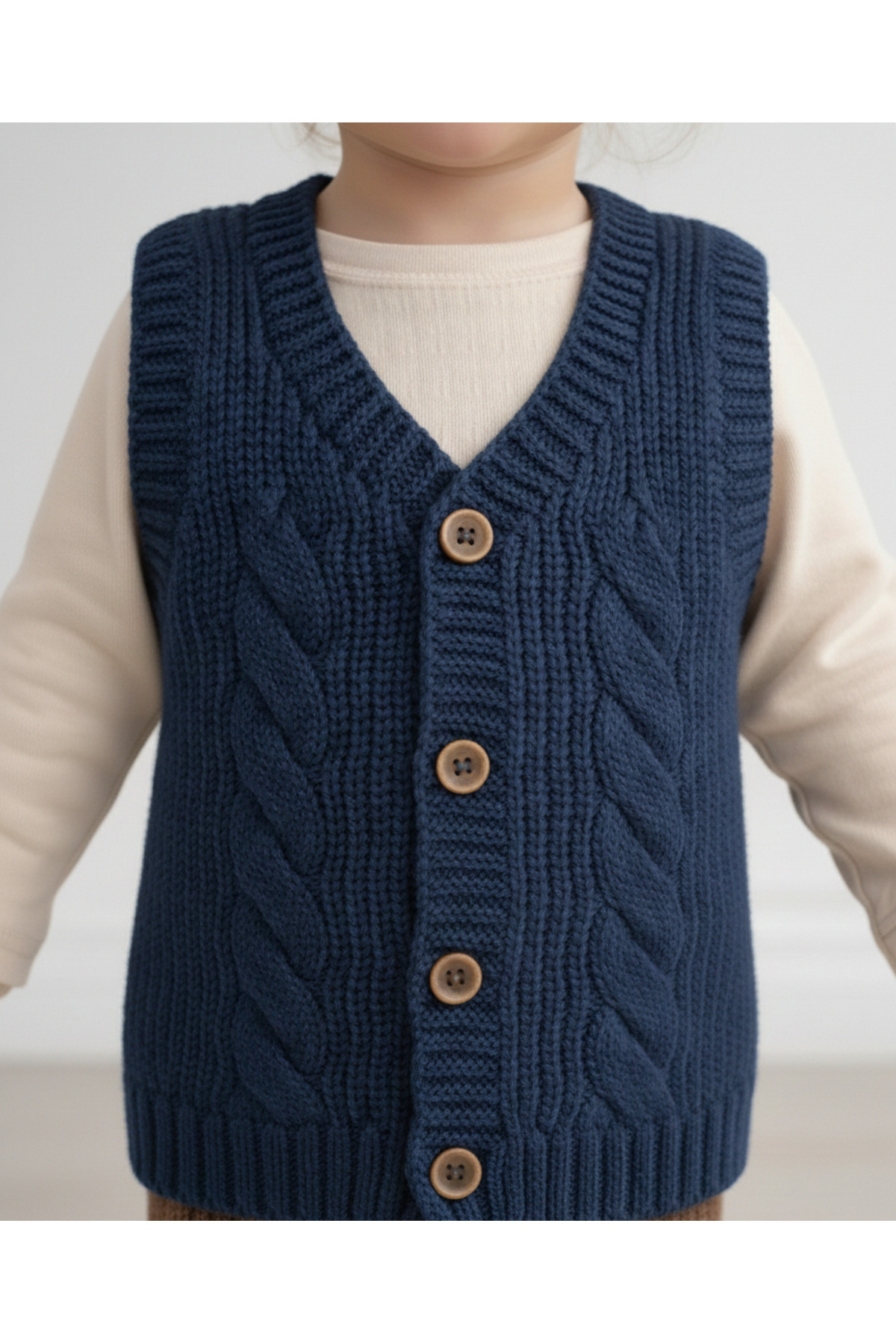 Nimini Kids Yeni Sezon Yumoş Örgü Desenli Triko Unisex Bebek Çocuk Yelek (0-8 yaş) fotoğrafı 2 (önizleme)