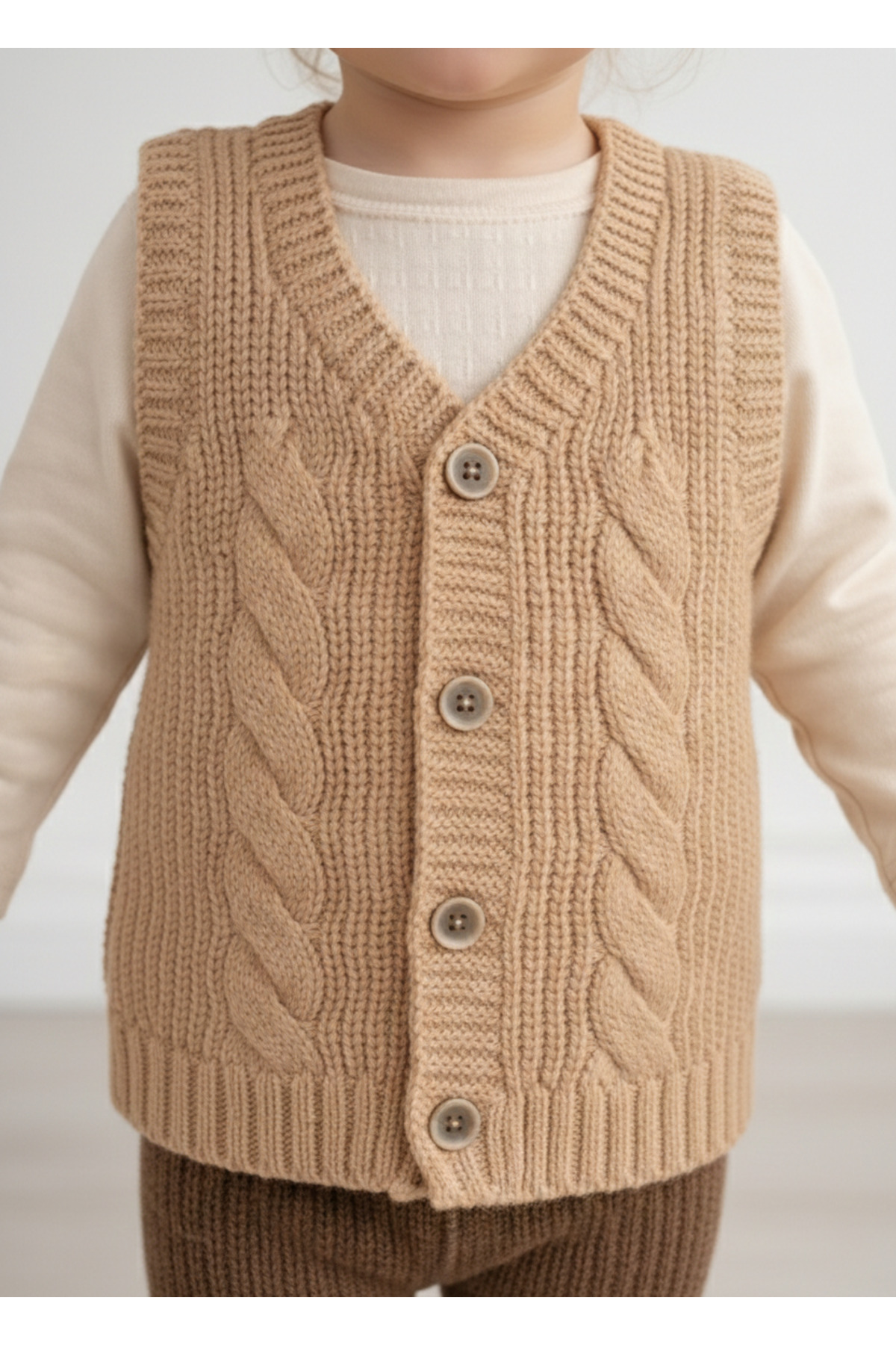 Nimini Kids Yeni Sezon Yumoş Örgü Desenli Triko Unisex Bebek Çocuk Yelek (0-8 yaş) fotoğrafı 2 (önizleme)