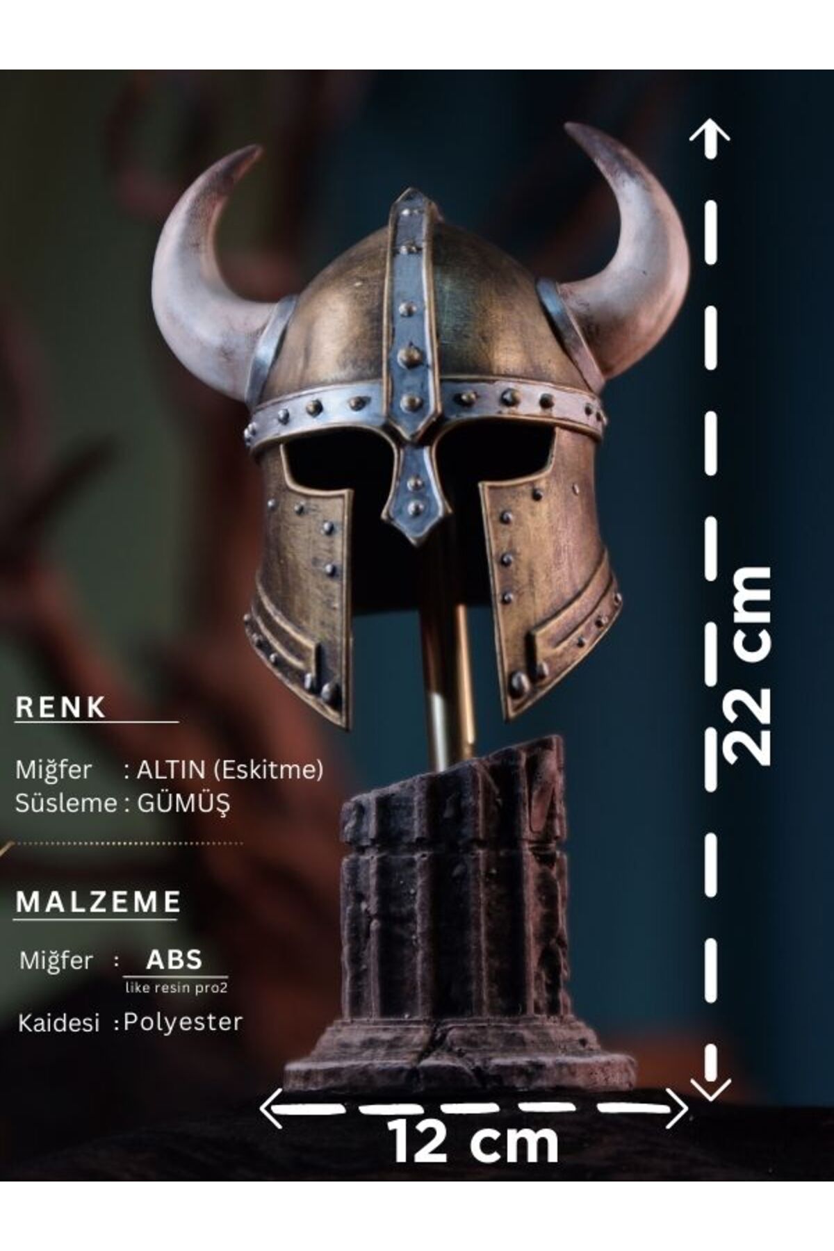 Store Dekoratif Viking Boynuzlu Kaskı Boynuzlu Viking Miğfer Obje