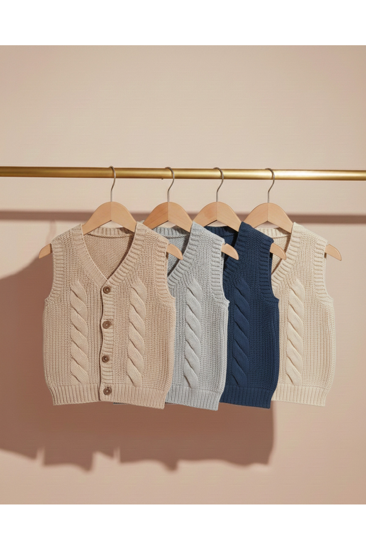 Nimini Kids Yeni Sezon Yumoş Örgü Desenli Triko Unisex Bebek Çocuk Yelek (0-8 yaş) fotoğrafı 4 (önizleme)