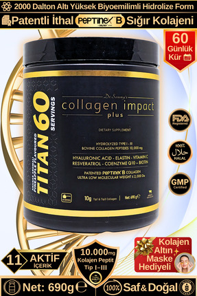 Dr.Sammy's Kolajen Titan 60 Gün 10.000 Mg Tip 1-3 Hidrolize Sığır Kolajeni+El...