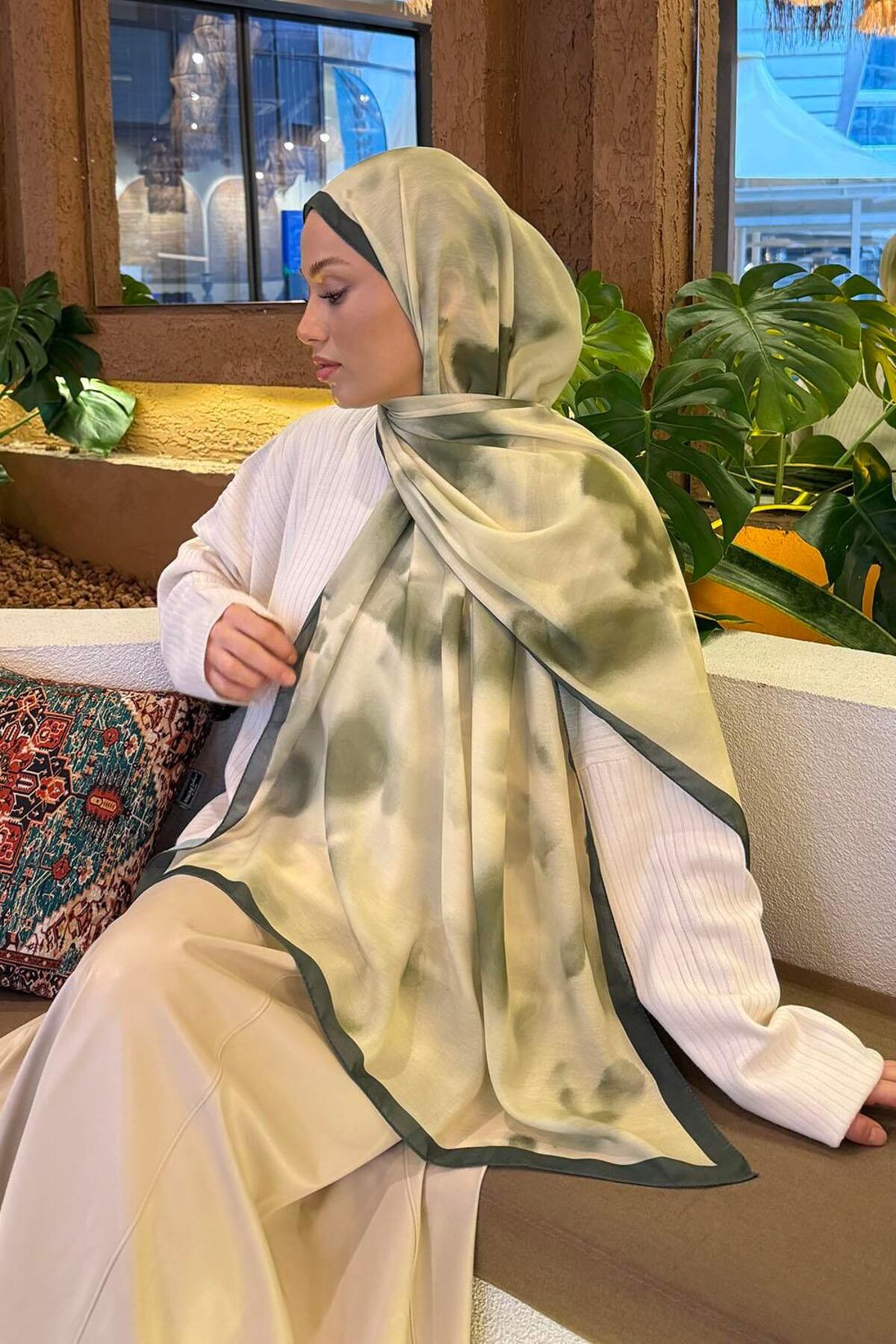lamelif Batik Desen Soft Şal Ada Çayı görsel 4