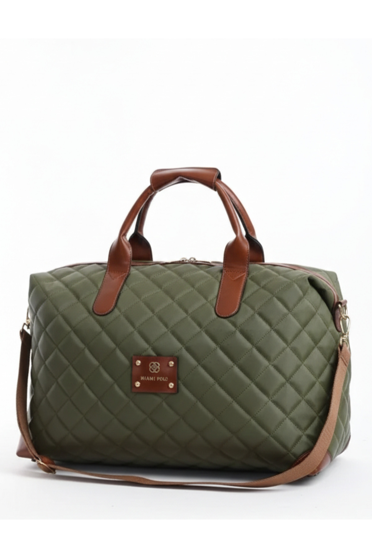 Khaki Quilted Easy to Clean Hand and Shoulder Strap Beach, Picnic, Travel, Sports Bag