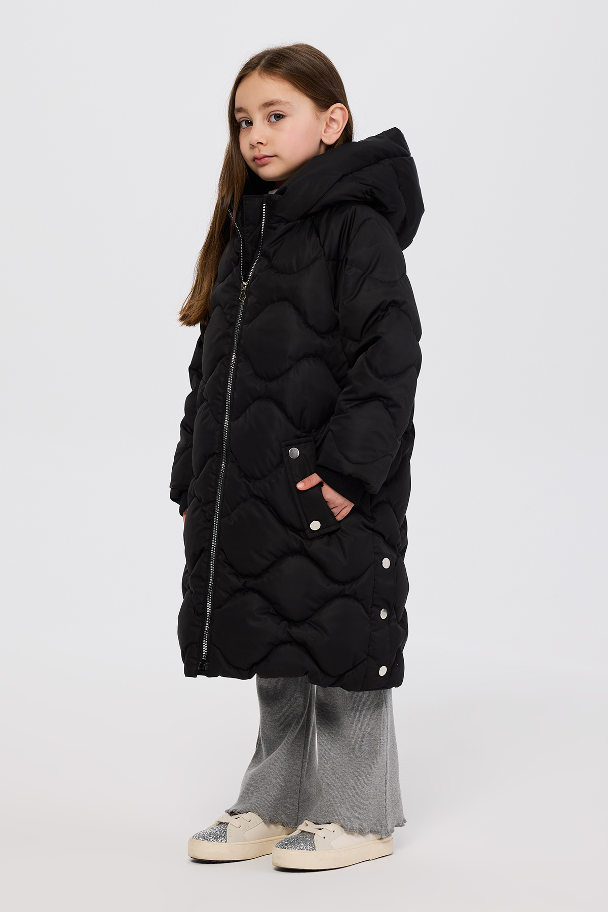 Panço Kız Çocuk Kapitone Siyah Kaban fotoğrafı 6 (önizleme)