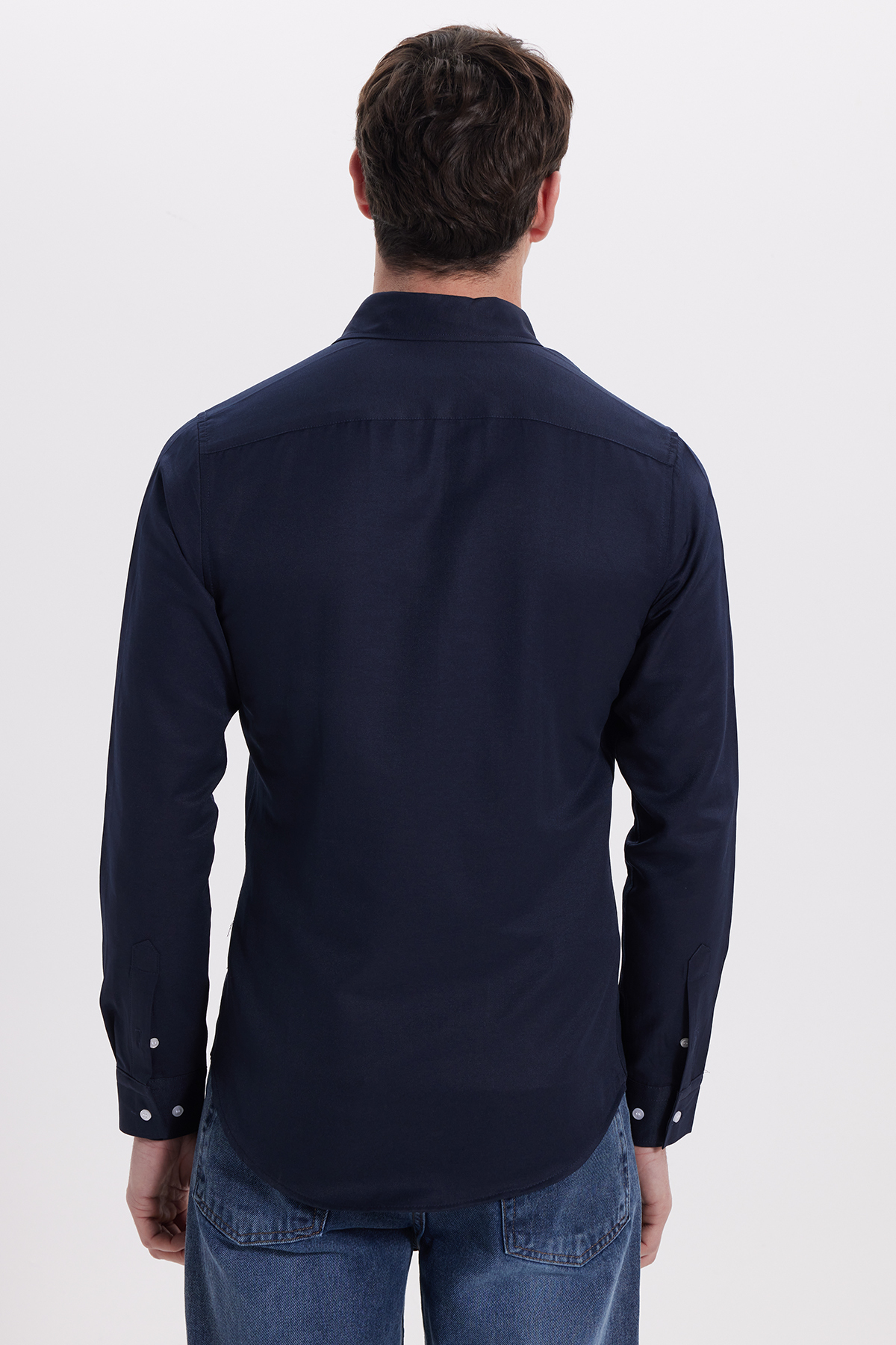 Tudors  Slim Fit Uzun Kollu Düğmeli Yaka Pamuklu Kolay Ütü Düz Erkek Gömlek - Görsel 6